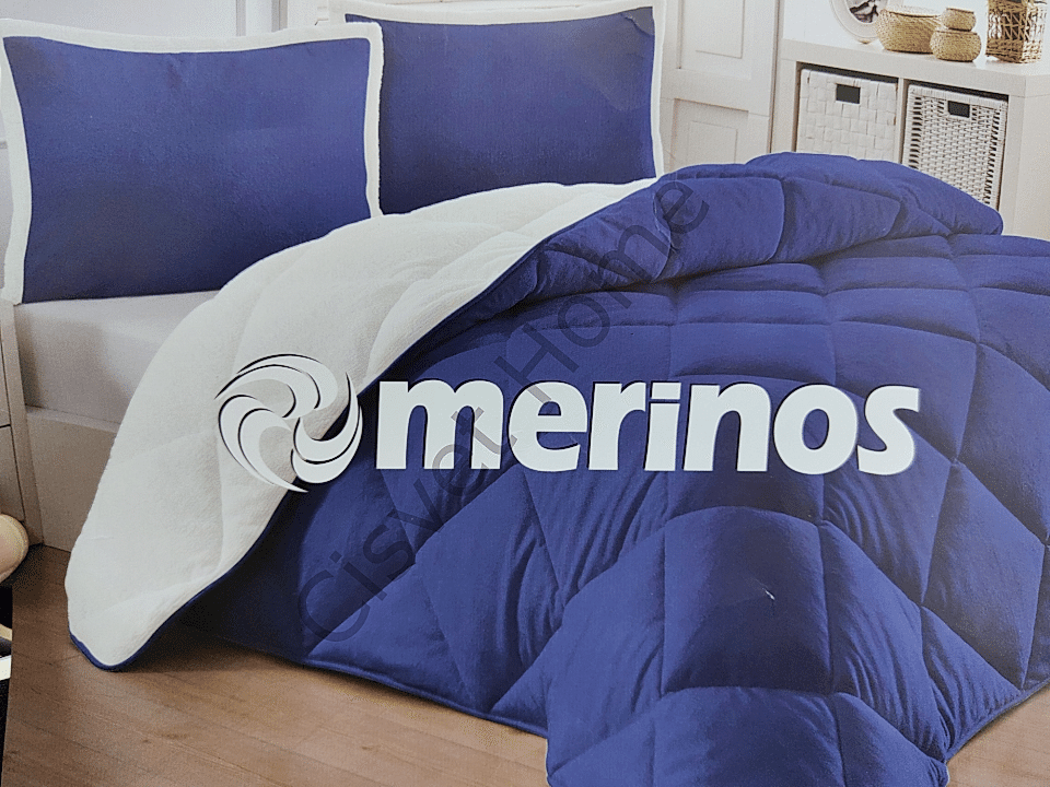 Merinos Yorgan Comforter Set 220X240 Düz Mavi