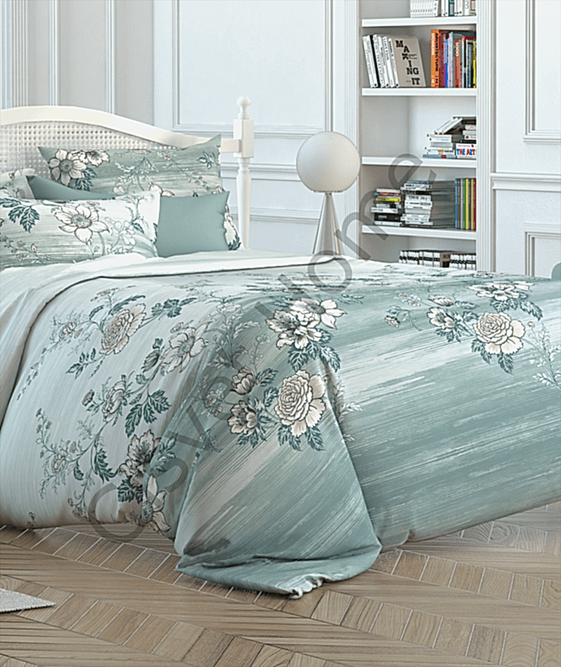 Şık Floral Desenli %100 Pamuk Çift Kişilik Nevresim Takımı