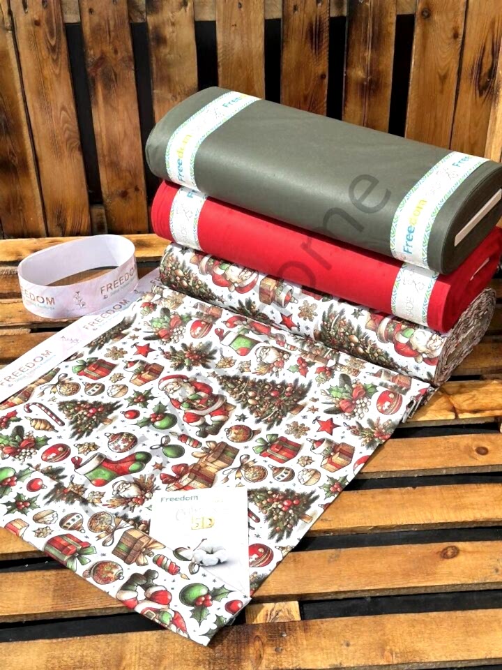 5D Dijital Poplin Kumaş  Noel Baba– 240 cm  %100 Pamuk  130 GSM