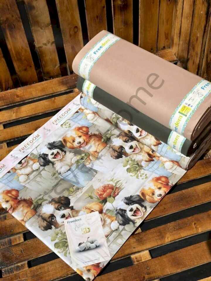 5D Köpek Desenli Dijital Poplin Kumaş   – 240 cm  %100 Pamuk  130 GSM