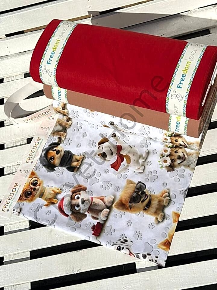 5D Köpek Desenli Dijital Poplin Kumaş   – 240 cm  %100 Pamuk  130 GSM