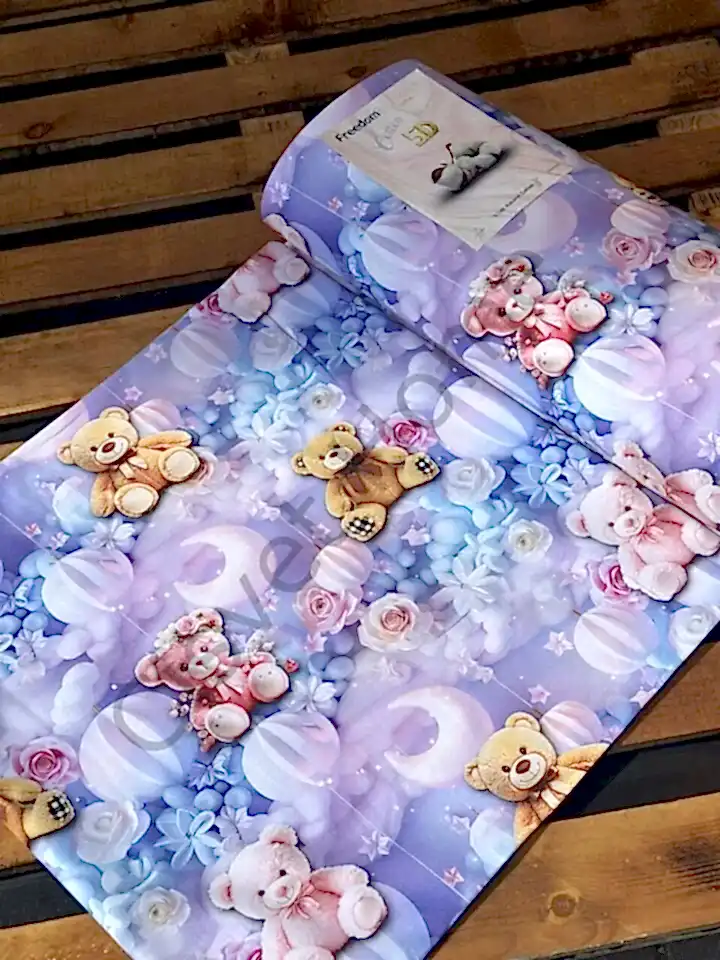 5D Ayıcık Desenli Dijital Poplin Kumaş   – 240 cm  %100 Pamuk  130 GSM
